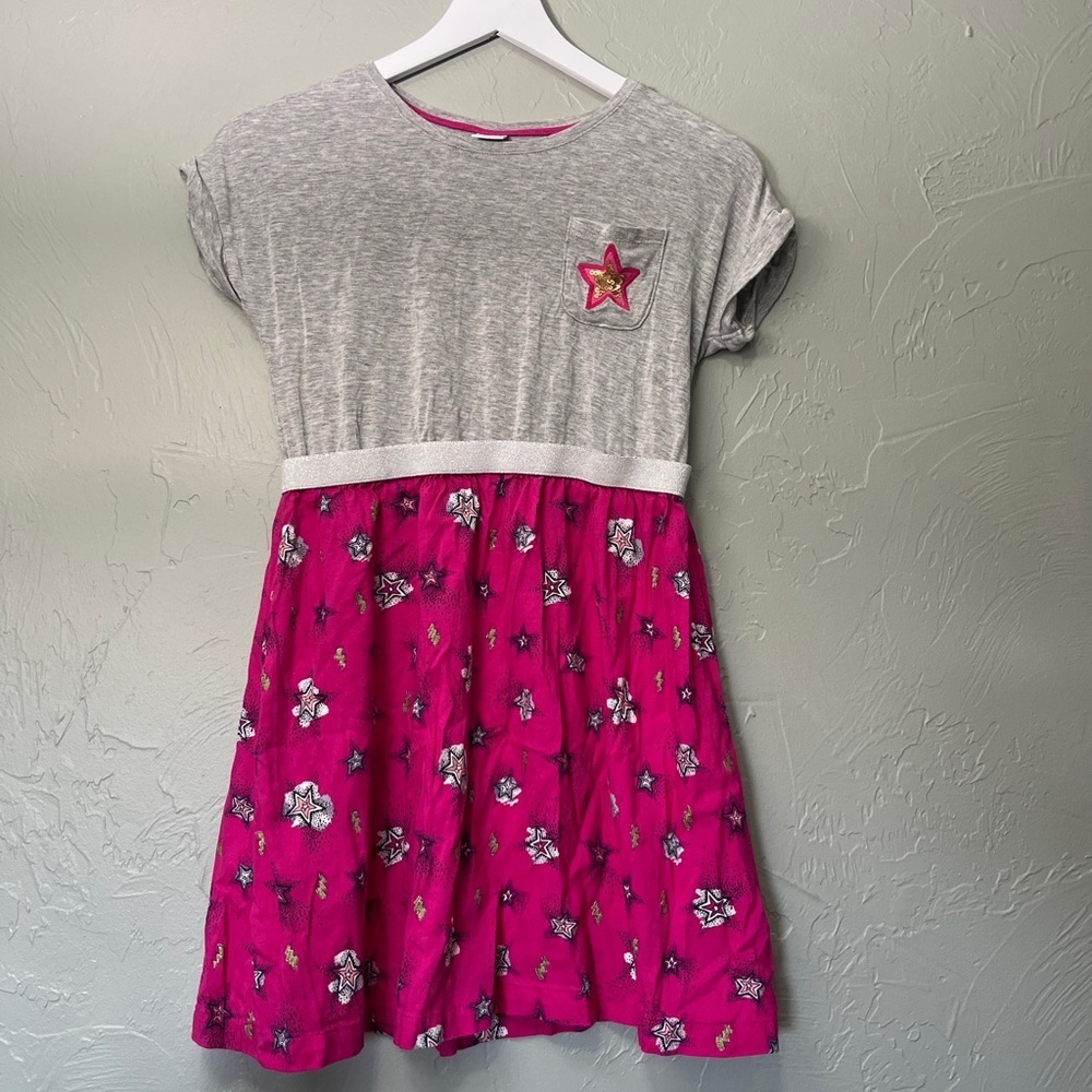Gymboree Gray Pink Star Kids Dress size 12 mixed‎ media girls
